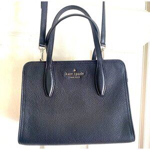 Kate Spade ROWE sml-med black leather SATCHEL +shoulder crossbody (no tassel)‎